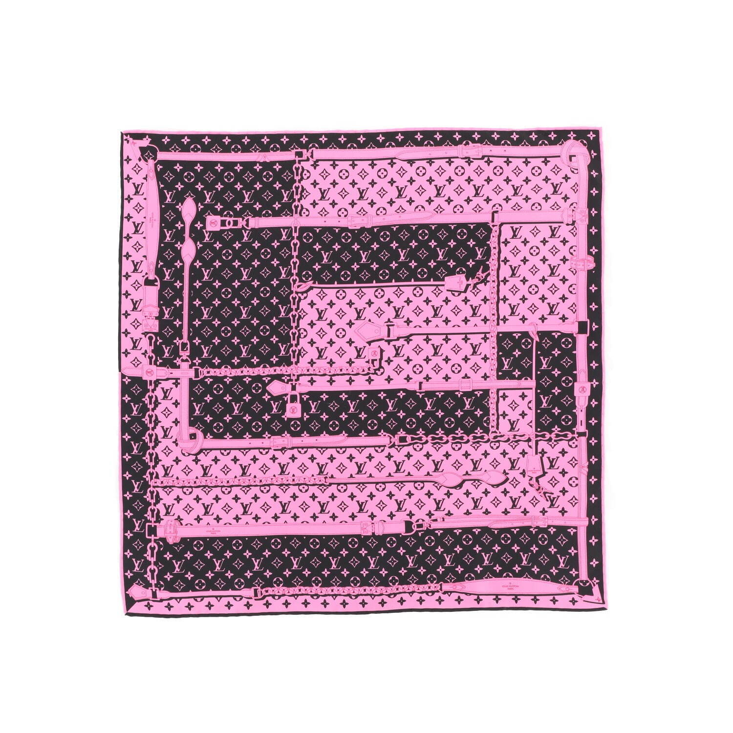 ルイ・ヴィトンの新作シルクスカーフ、モノグラム・パターン×ネオン