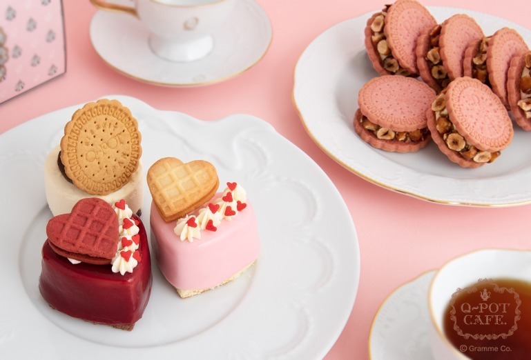 Q-pot CAFE.“ハート型”ムースケーキ＆ビスケットティラミスなど、バレンタインケーキセット｜写真2