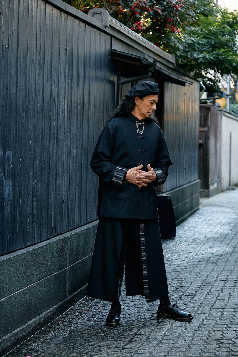 Yohji Yamamoto ヨウジヤマモト UM-J21-100 SYTE KUON Wool Tropical Saccora Sakiori China Jacket サイト クオン 襤褸 ボロ切替 チャイナ ジャケット ブラック系 3