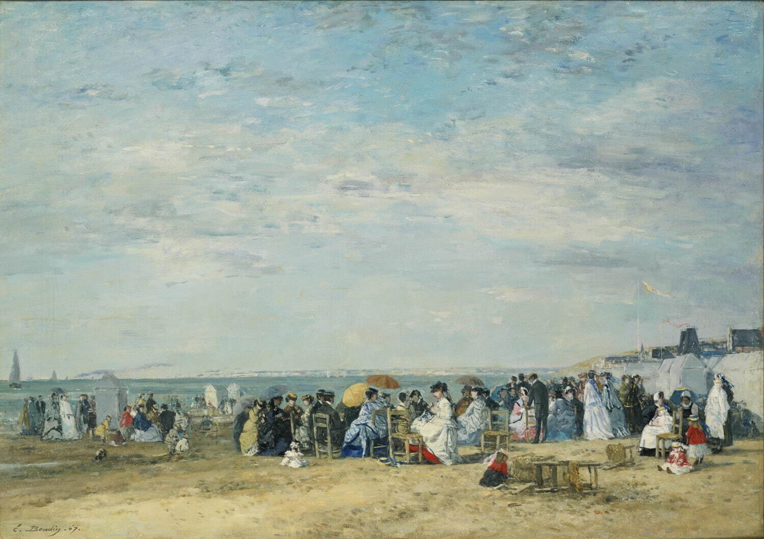 ウジェーヌ・ブーダン《トルーヴィルの浜》1867年 油彩・カンヴァス 国立西洋美術館
