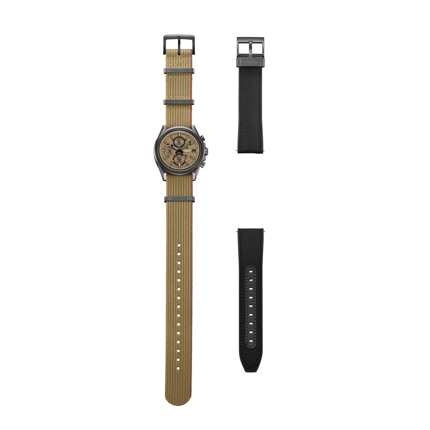 ブリーフィング×カシオ「オシアナス」“コヨーテカラー”の腕時計