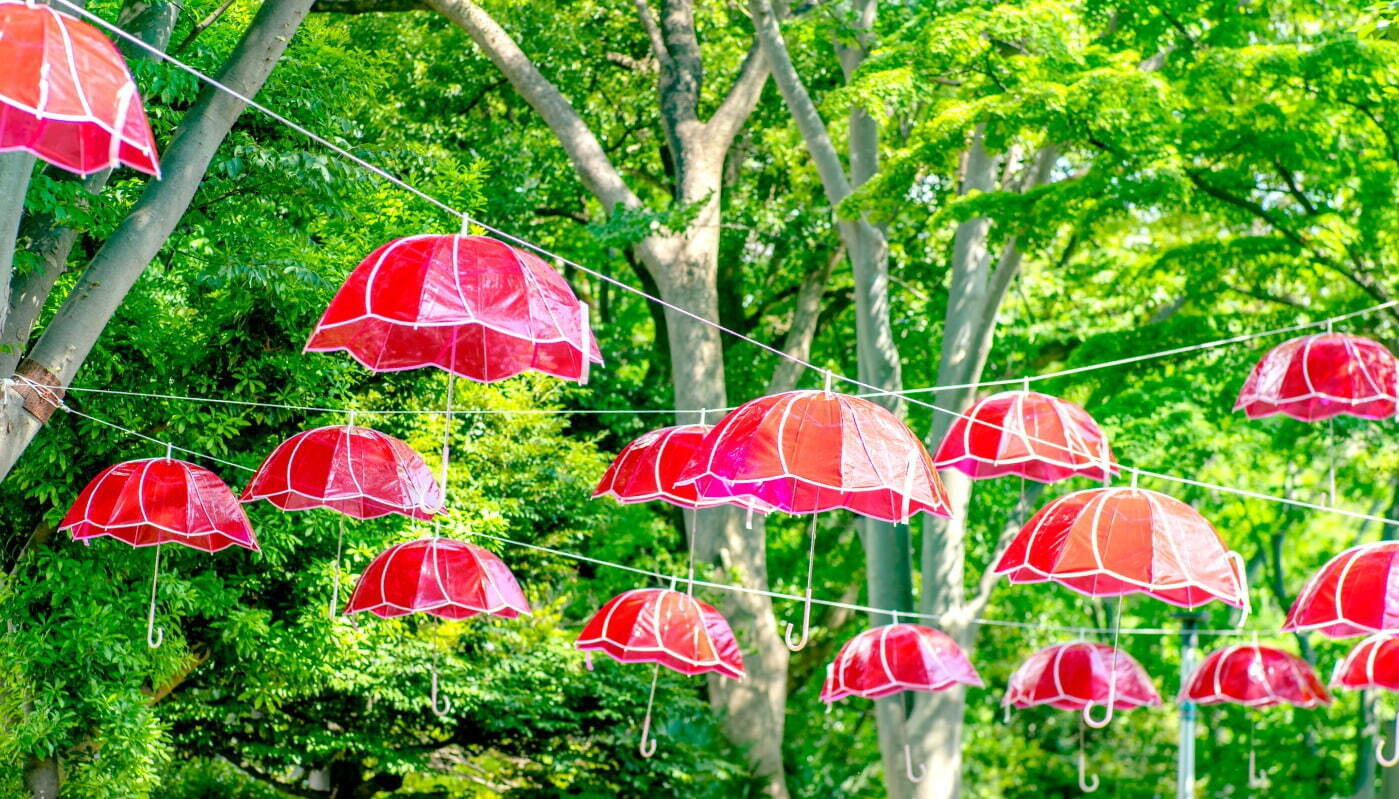 傘の森」千葉公園に出現、Wpc.“蓮の花”のような傘＆シャイニー