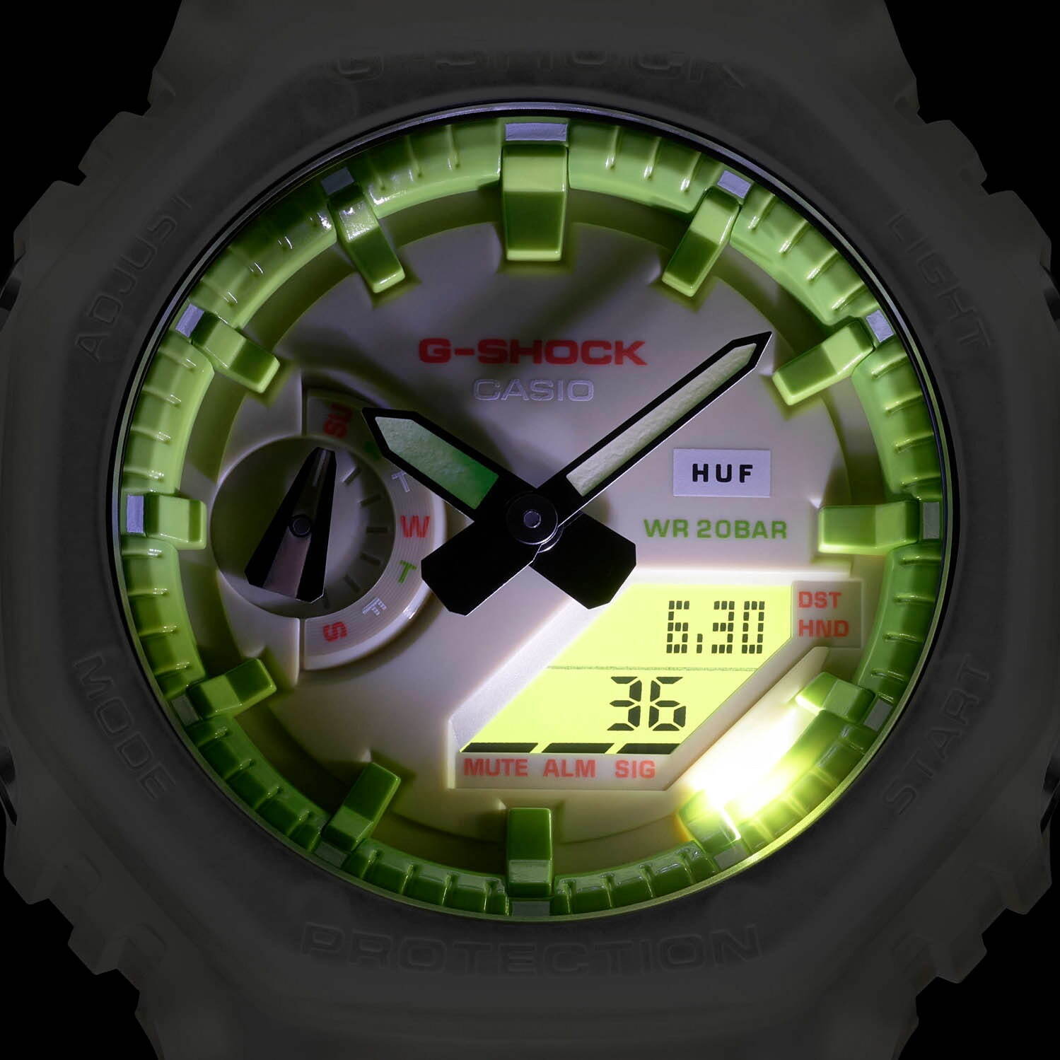 ハフ×G-SHOCKのコラボ腕時計、グリーンを配した文字盤に ...