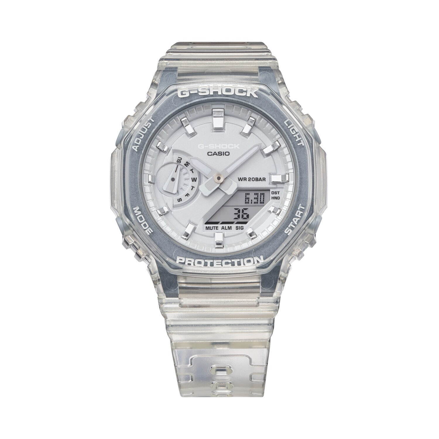 G-SHOCK“ペールトーン”のスケルトン腕時計、コンパクトな八角形ケース 