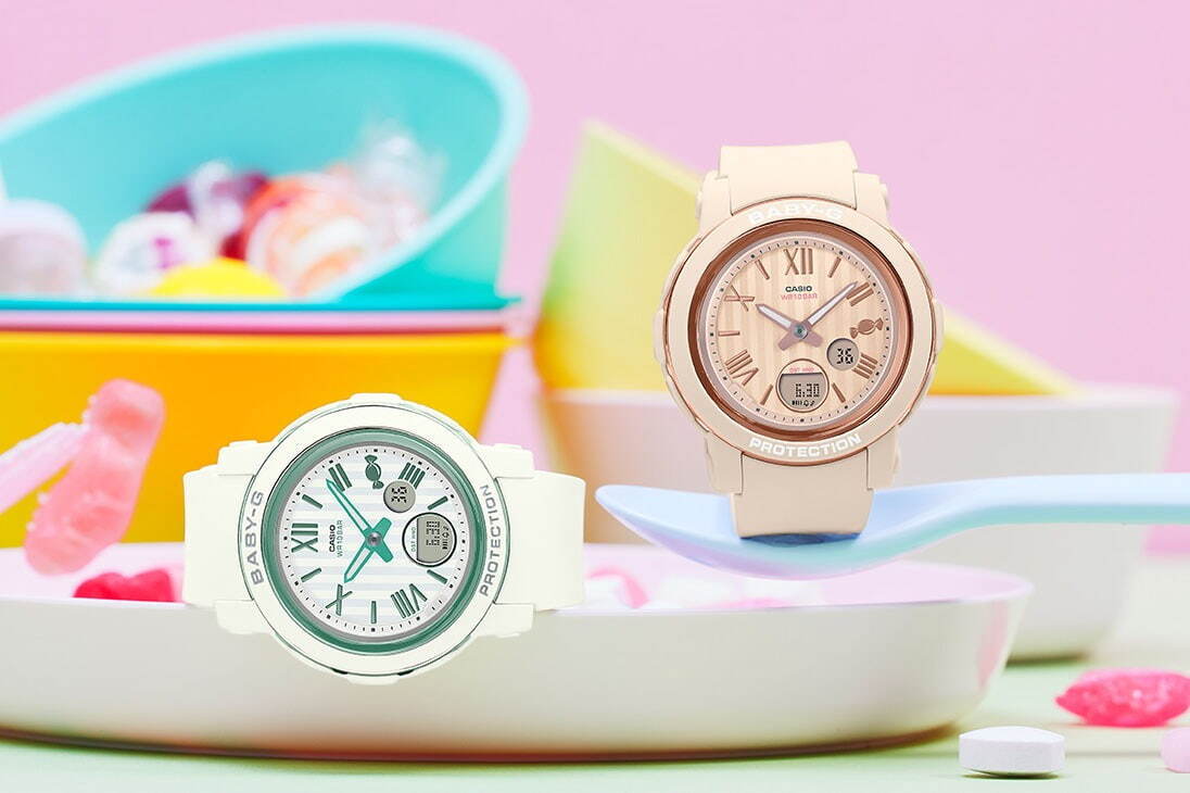 BABY-G」レトロなキャンディをモチーフにした新作腕時計、2色のペール