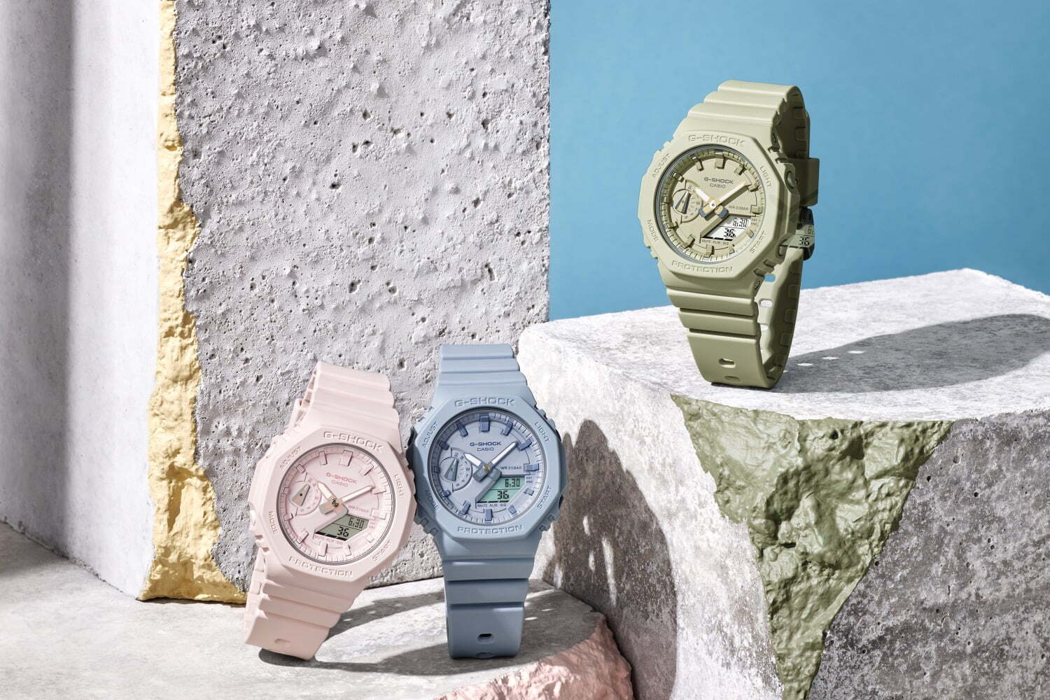 G-SHOCK“くすみカラー”の新作腕時計、デジタル×アナログ兼備