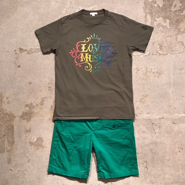 EG×SUNRISE MARKET別注T-Shirt"LOVE&MUSIC/Olive" - 画像2枚目