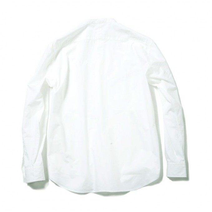 soe / COTTON TYPEWRITER BANDCOLLAR ZIP SHIRT  White - 画像2枚目