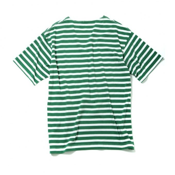 soe / COTTON BORDER T-SHIRT H/S CREWNECK  GREEN/WHITE - 画像2枚目