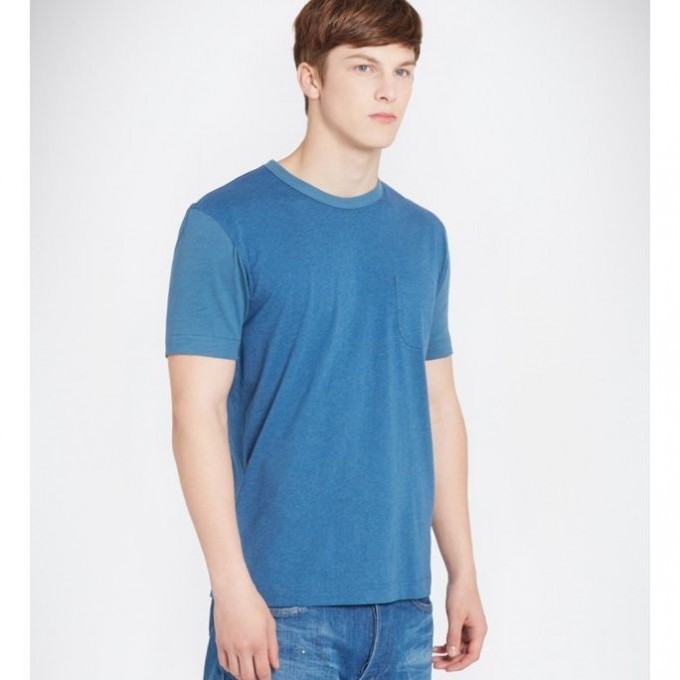 YMC / Contrast Sleeve Pocket Tee (Blue) - 画像2枚目