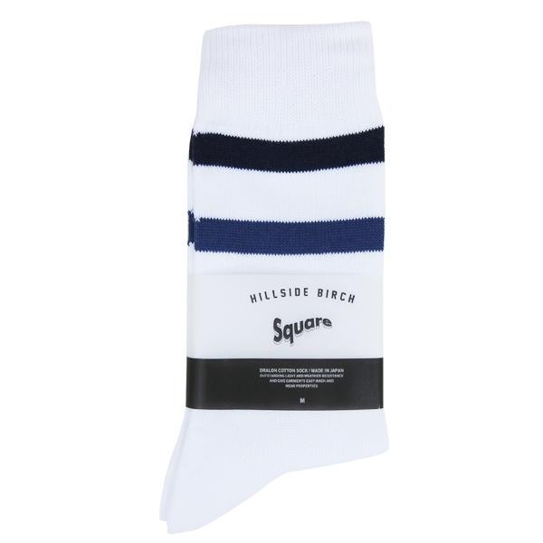 HILLSIDE BIRCH SQUARE / LINE SOCKS NAVY×BLUE - 画像2枚目