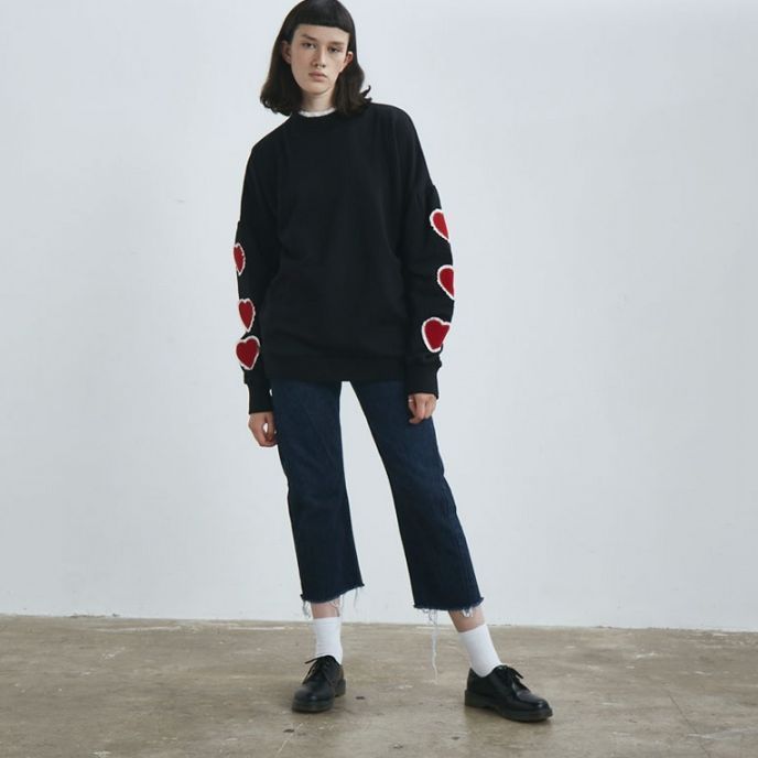 LAZY OAF / HEART SLEEVE SWEATSHIRT - アQのアイテム - ファッション