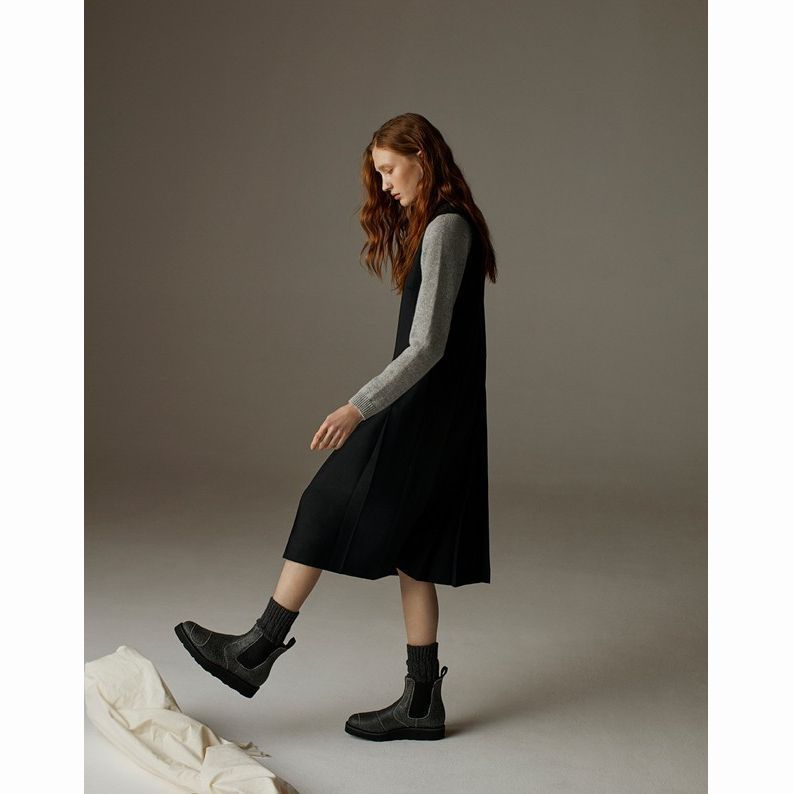 YMC / Pleat Wool Dress (black) - 画像4枚目