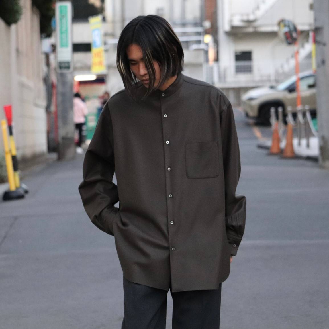 MARKAWARE / MA COMFORT FIT BAND COLLAR SHIRT - コウズ リック クロ