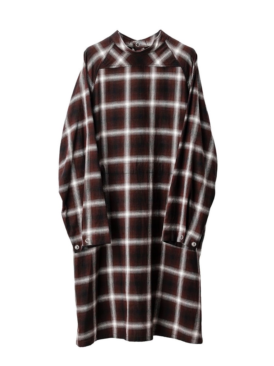 TAKAHIROMIYASHITATheSoloist medical gown shirt -brown ombre check 1