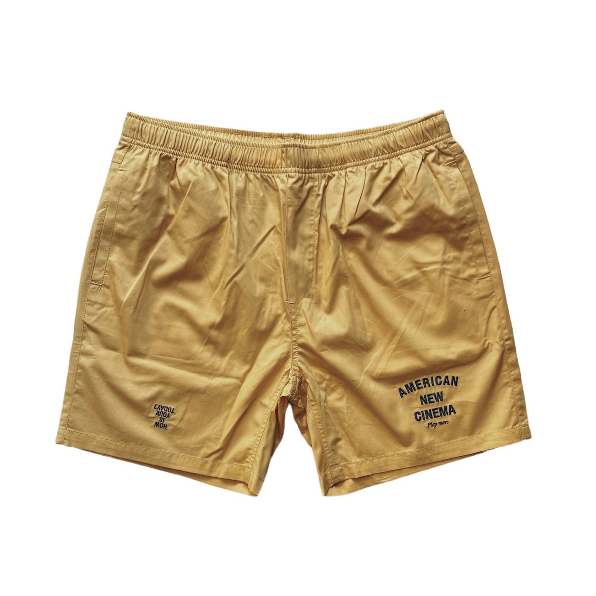 TODAY edition embroidery beach shorts - mustard 1