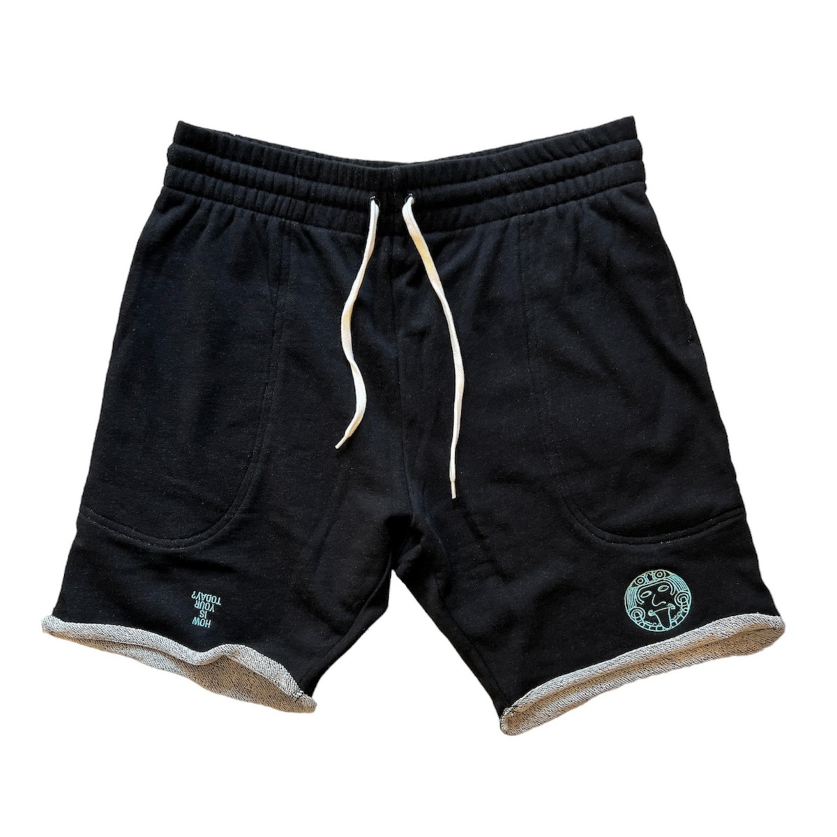 TODAY edition embroidery track shorts - black 1