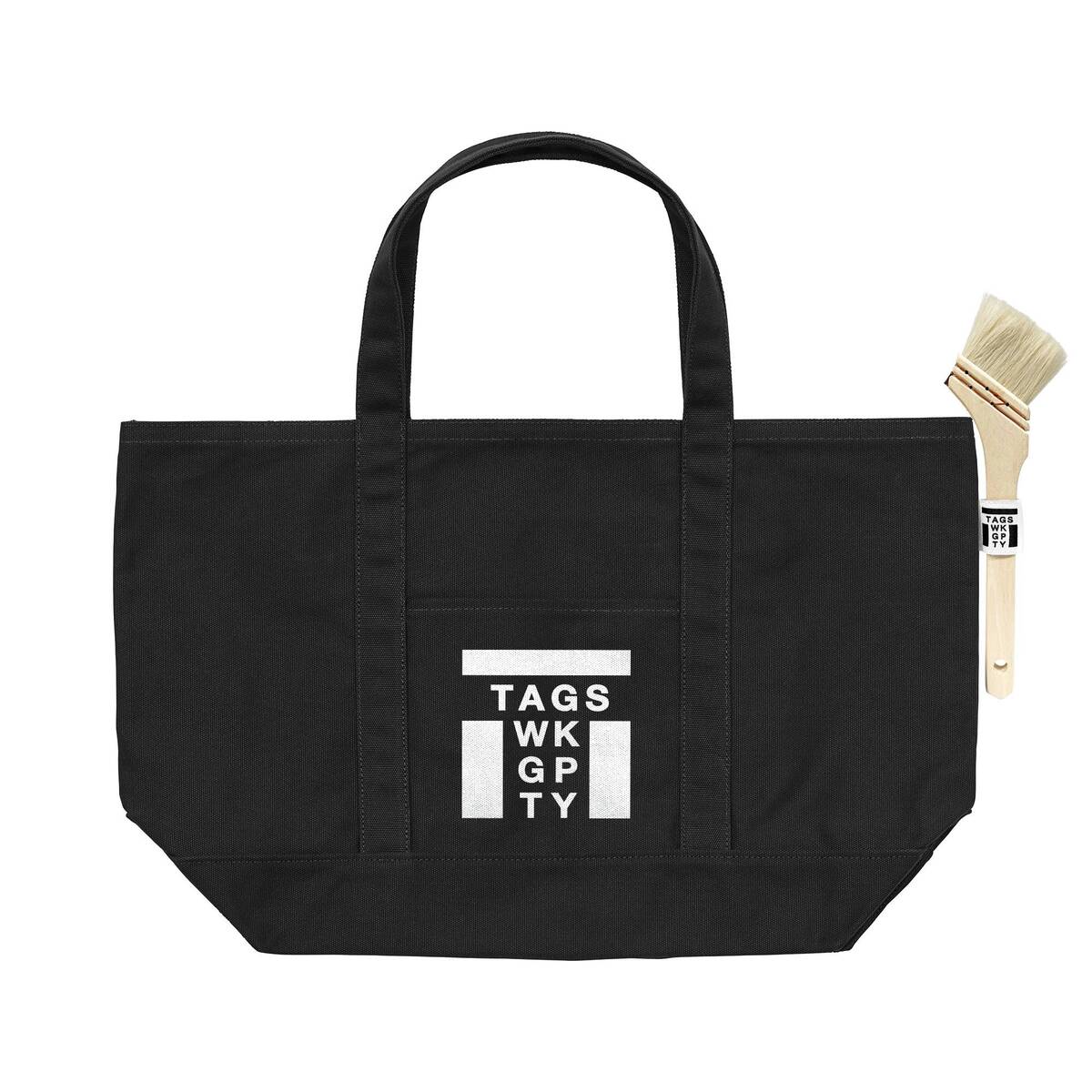 TAGS WKGPTY Box Logo Heavy Canvas Tote Bag -black 1