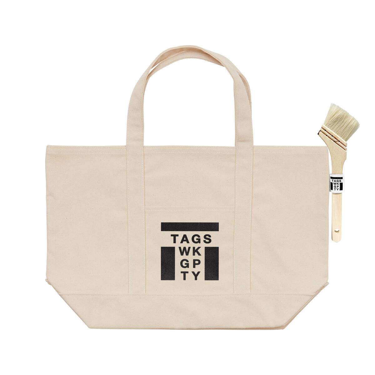 TAGS WKGPTY Box Logo Heavy Canvas Tote Bag -white 1