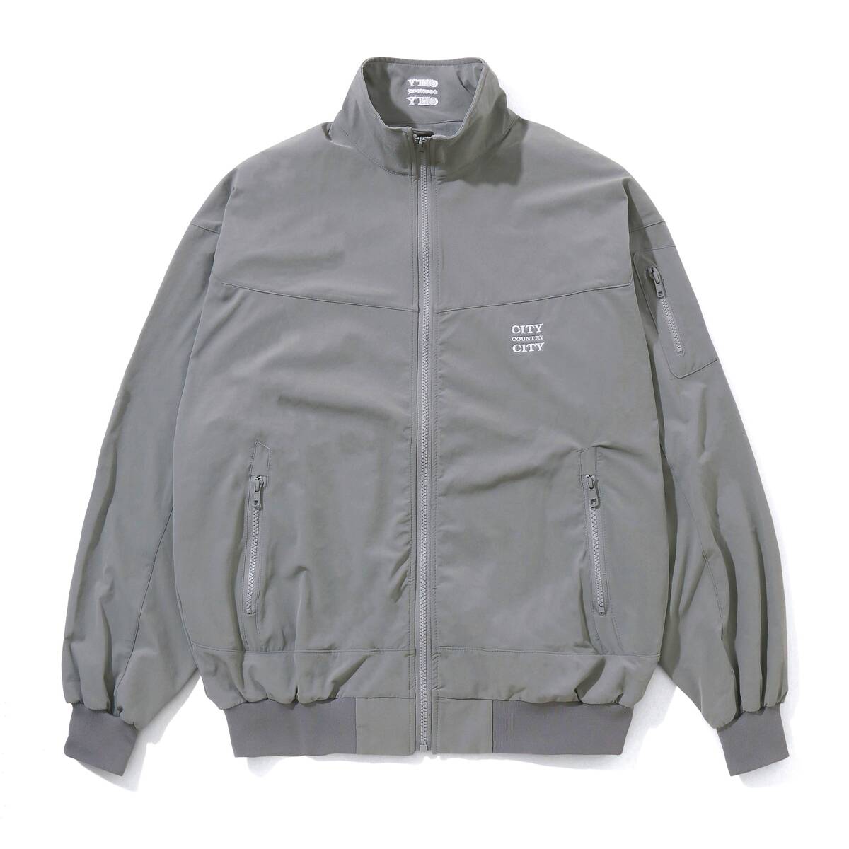 CITY COUNTRY CITY Embroidered Logo Stretch Nylon Jacket -olive - 画像1枚目