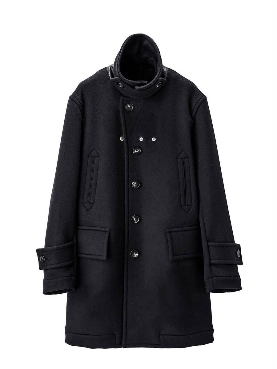 TAKAHIROMIYASHITATheSoloist right-left pencil silhouette single breasted pea coat 1