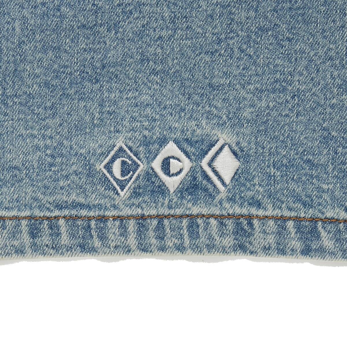 CITY COUNTRY CITY Embroidered Logo Washed Denim Easy Shorts 8oz -light blue - 画像4枚目