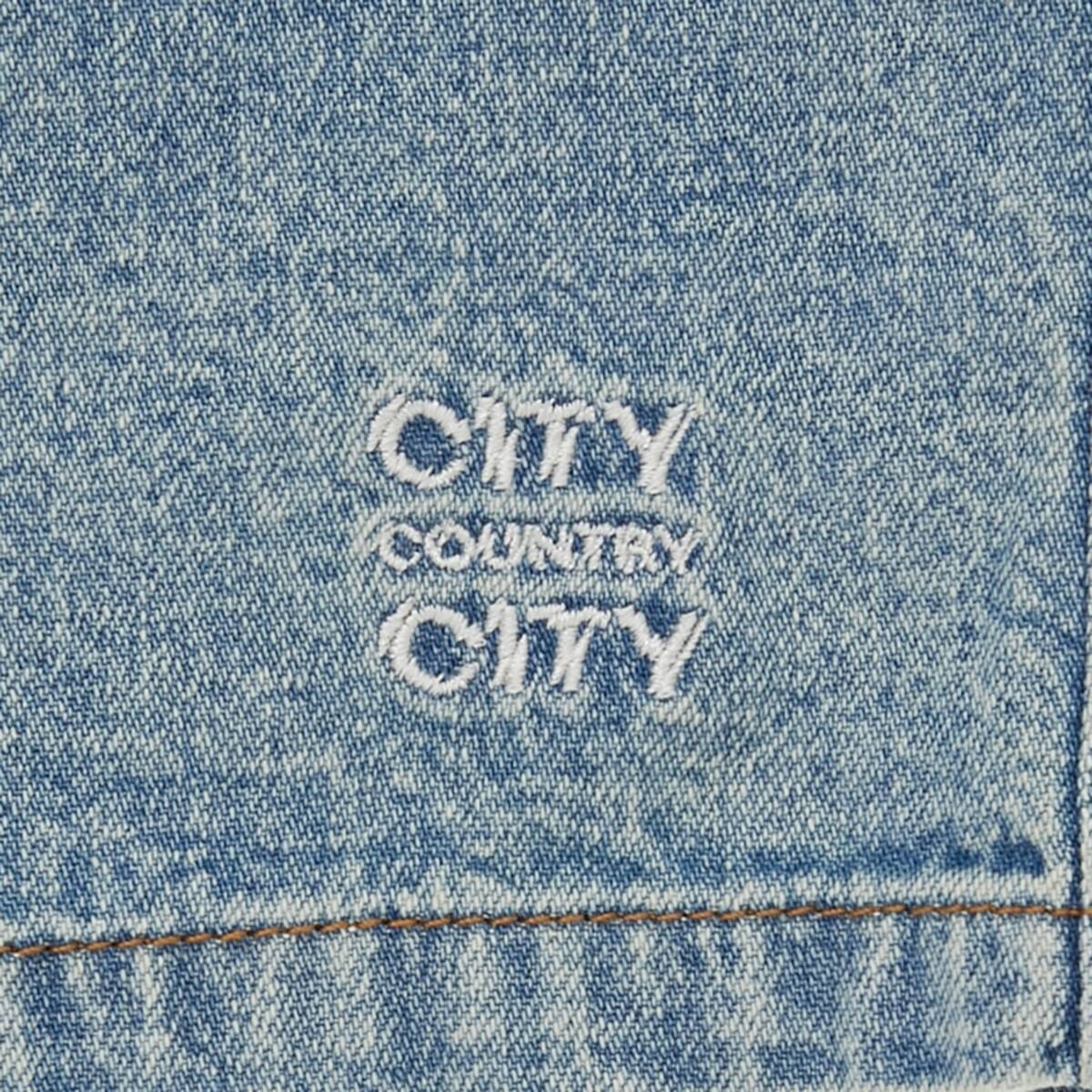 CITY COUNTRY CITY Embroidered Logo Washed Denim Easy Shorts 8oz -light blue - 画像2枚目