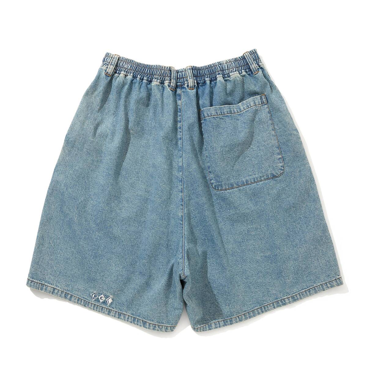 CITY COUNTRY CITY Embroidered Logo Washed Denim Easy Shorts 8oz -light blue - 画像3枚目