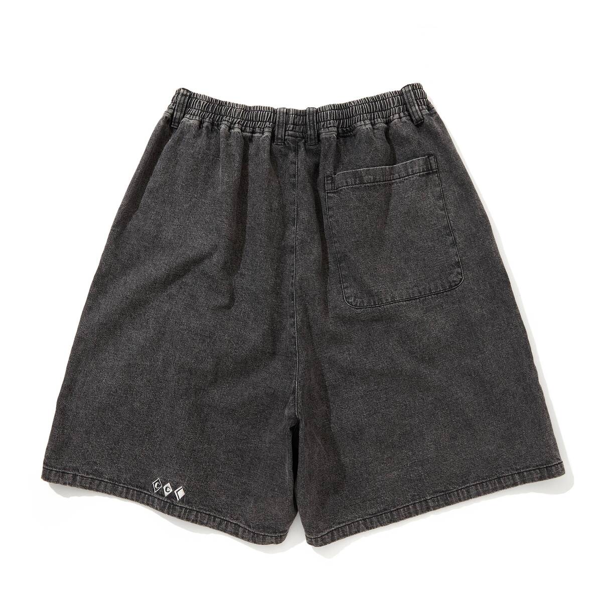 CITY COUNTRY CITY Embroidered Logo Washed Denim Easy Shorts 8oz -black - 画像3枚目