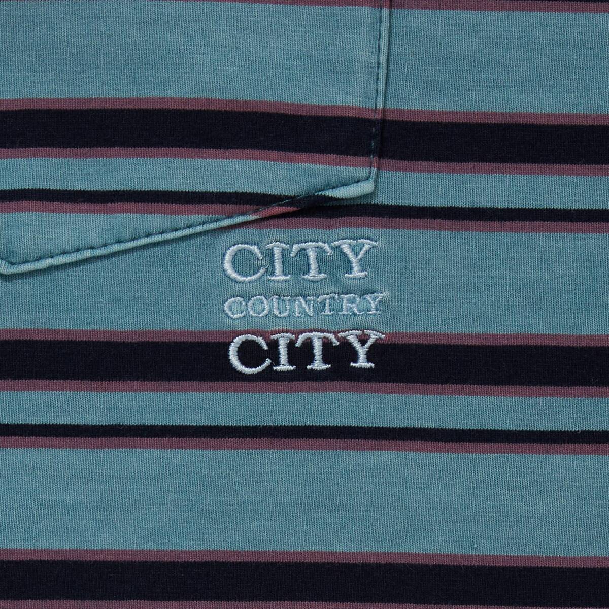 CITY COUNTRY CITY embroidered logo overdye border pocket T-Shirts deep blue - 画像3枚目