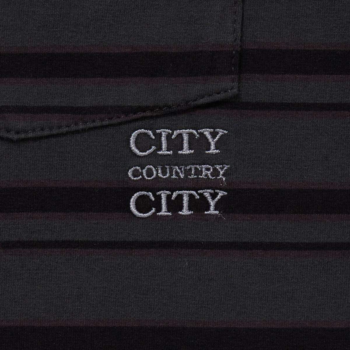 CITY COUNTRY CITY embroidered logo overdye border pocket T-Shirts black - 画像3枚目