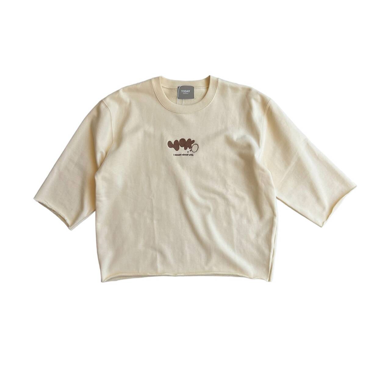 TODAY edition "YOKO" cut off sweat shirt -off white - 画像1枚目