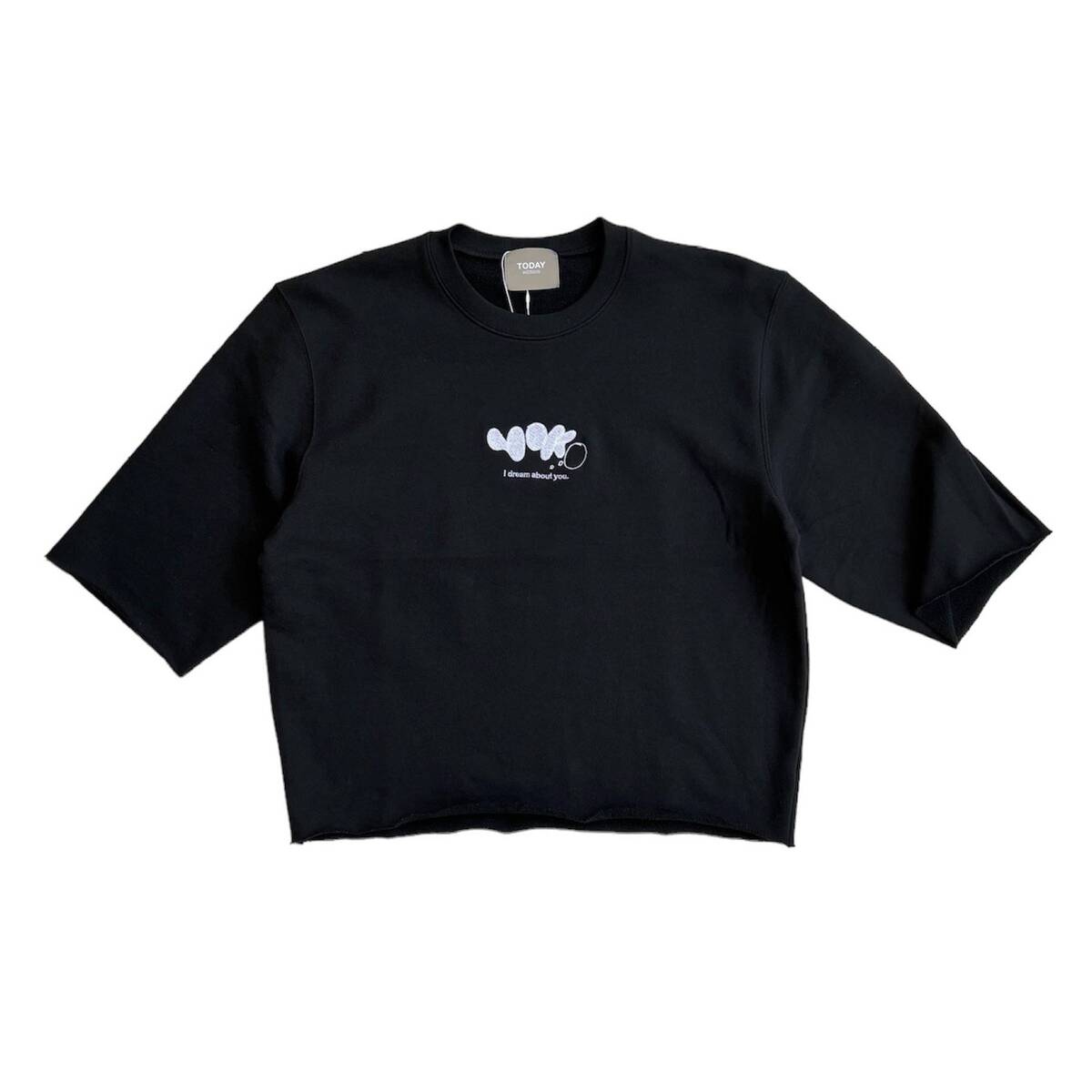 TODAY edition "YOKO" cut off sweat shirt -black 1