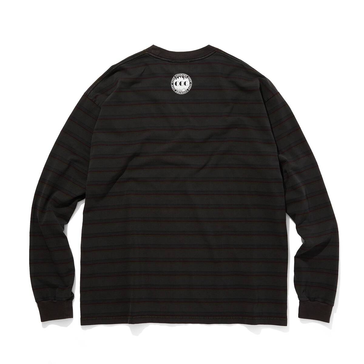 CITY COUNTRY CITY embroidered logo overdye border L/S T-Shirts black - 画像2枚目