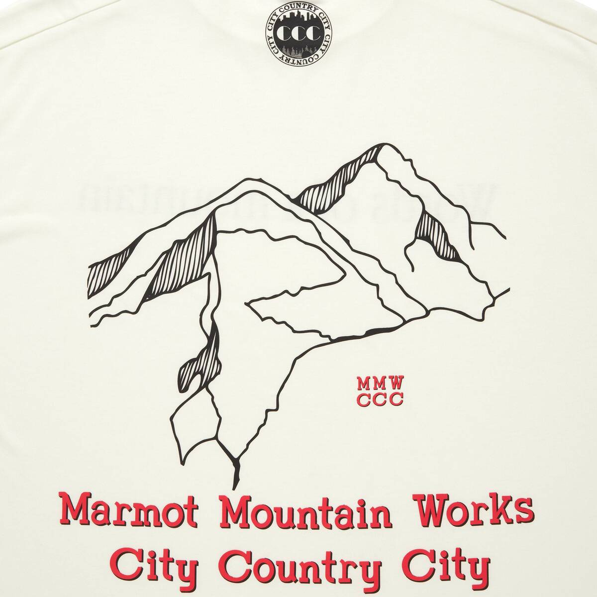 CITY COUNTRY CITY x Marmot MMWCCC everywhere T-shirt words of mountain -white - 画像4枚目