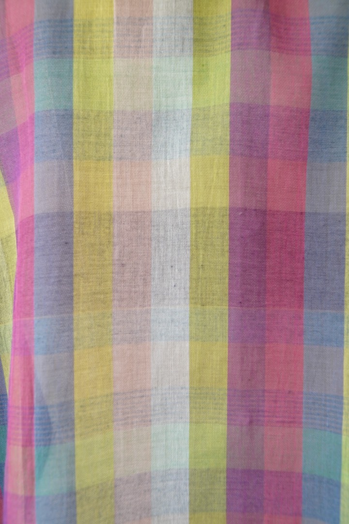 OPEN COLLAR SHEER SHIRTS L/S - Handwoven Madras check(L) - 画像3枚目