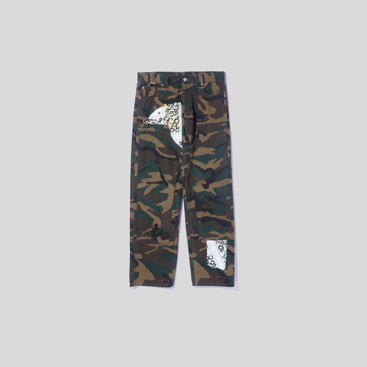 NOMARHYTHM TEXTILE (ノーマリズムテキスタイル) / Sign Print Work Pants camo 1