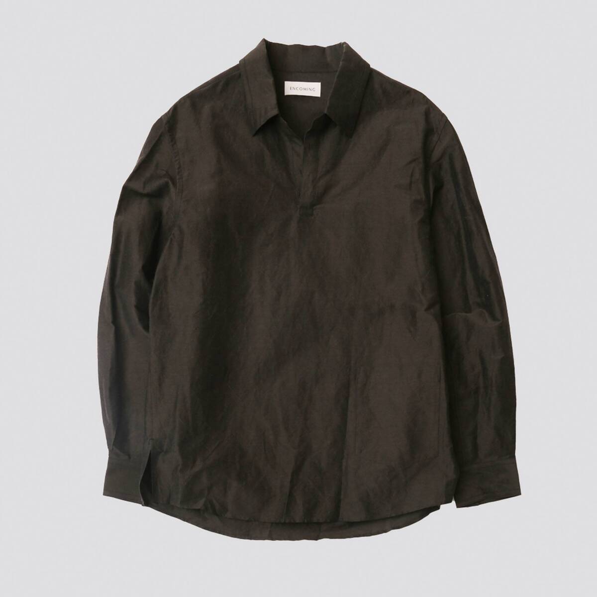 ENCOMING "PULLOVER POCKET SHIRT" リネンフロント スキッパーシャツ 1