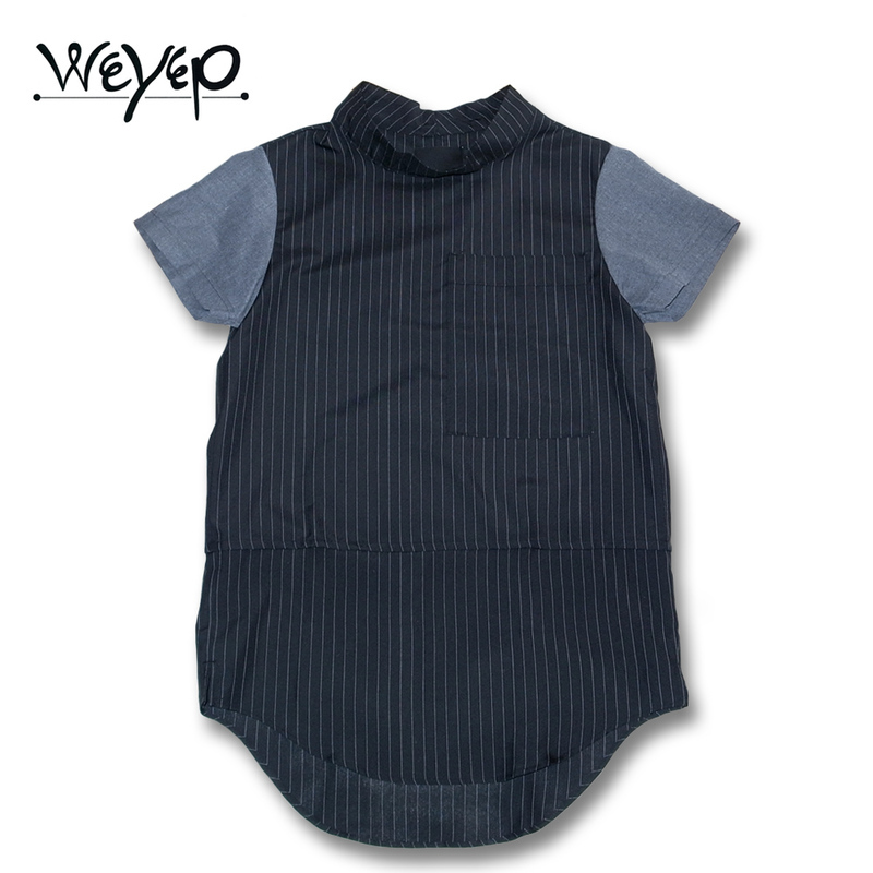 WEYEP Mock Neck Stripe Shirt - 画像2枚目