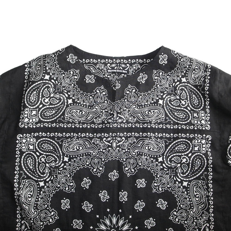 Working Class Heroes Bandana Key neck LS Doctor Shirt -Black - 画像4枚目