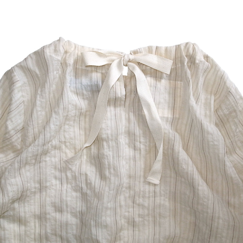 Working Class Heroes Ribbon Gather Neck Blouse -Stripe - 画像3枚目