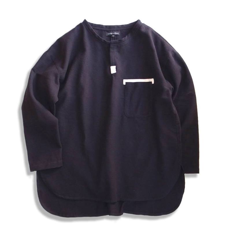 Working Class Heroes Chambray Waffle Henry Neck Shirt -Black - 画像1枚目