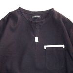 Working Class Heroes Chambray Waffle Henry Neck Shirt -Black 3