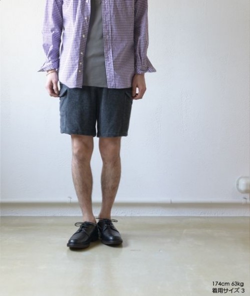 Heather Pile Shorts - T/CHARCOAL - 画像4枚目