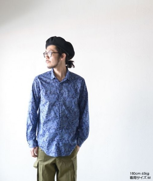 Short Collar Shirt - Floral Lawn - Navy - 画像4枚目