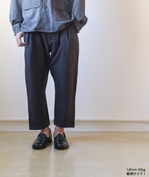 Tencel Linen Sarrouel Pants - Off Black【mando】 - 画像5枚目