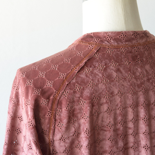 V Neck Cardigan - Velour Lace - Salmon【Needles】 - 画像3枚目