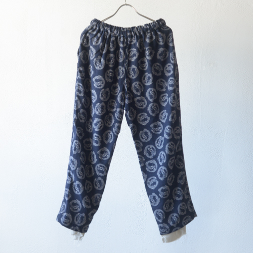 String Work Pant - Wool Crepe / Fine Pattern - Navy【Needles】 1