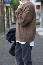 YOKE 3G BACK ZIP RIB CREW NECK BEIGEスタイル - マーク 山口の